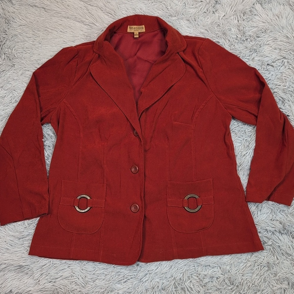 Notations Jacket Womens 1X Burnt Orange Button Up Preppy Casual Comfy Soft